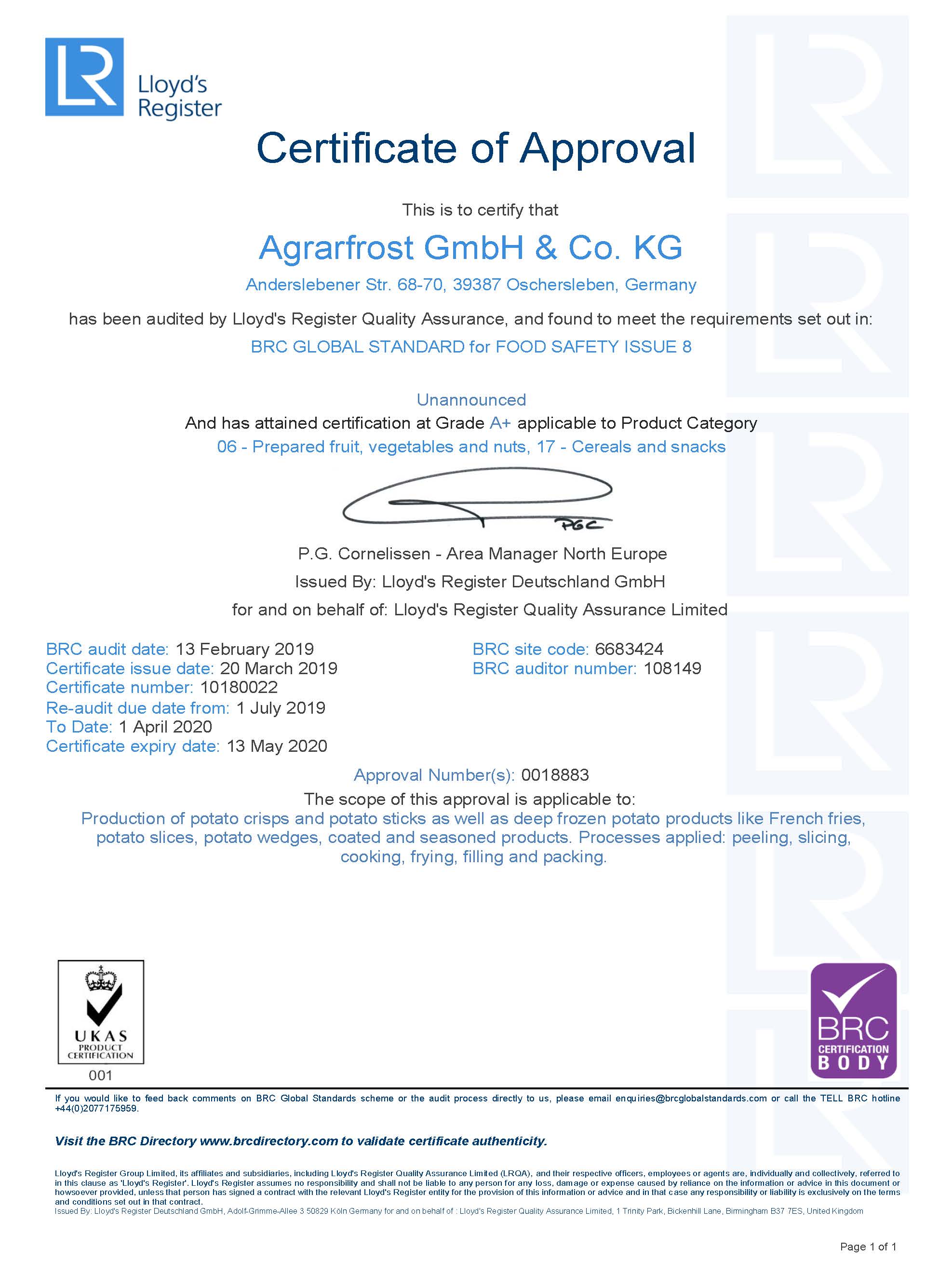 BRC Agrarfrost Oschersleben